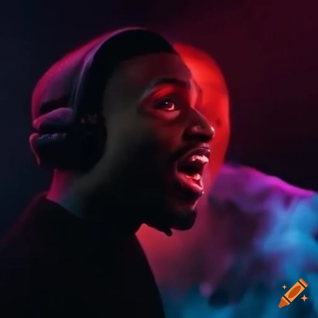 Rapper performing in a music studio