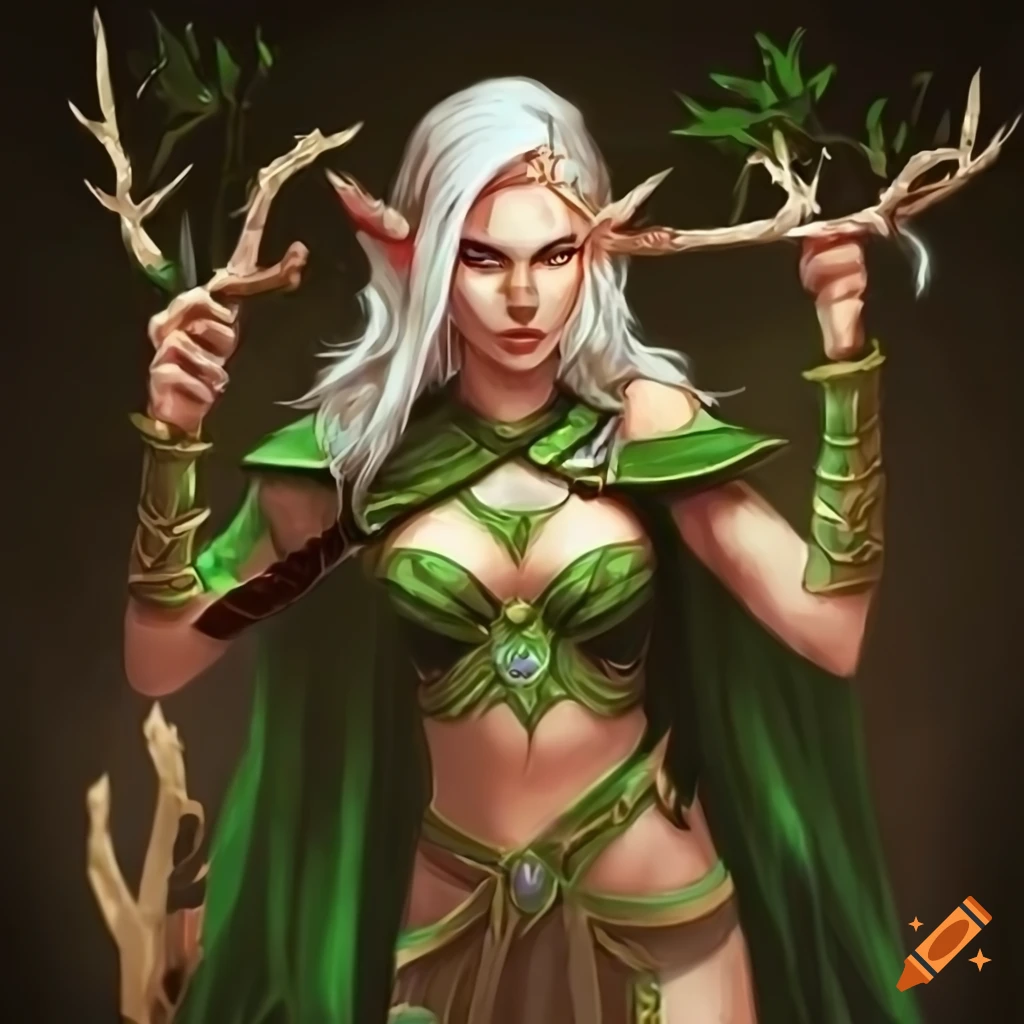 illustration of a female elf druid
