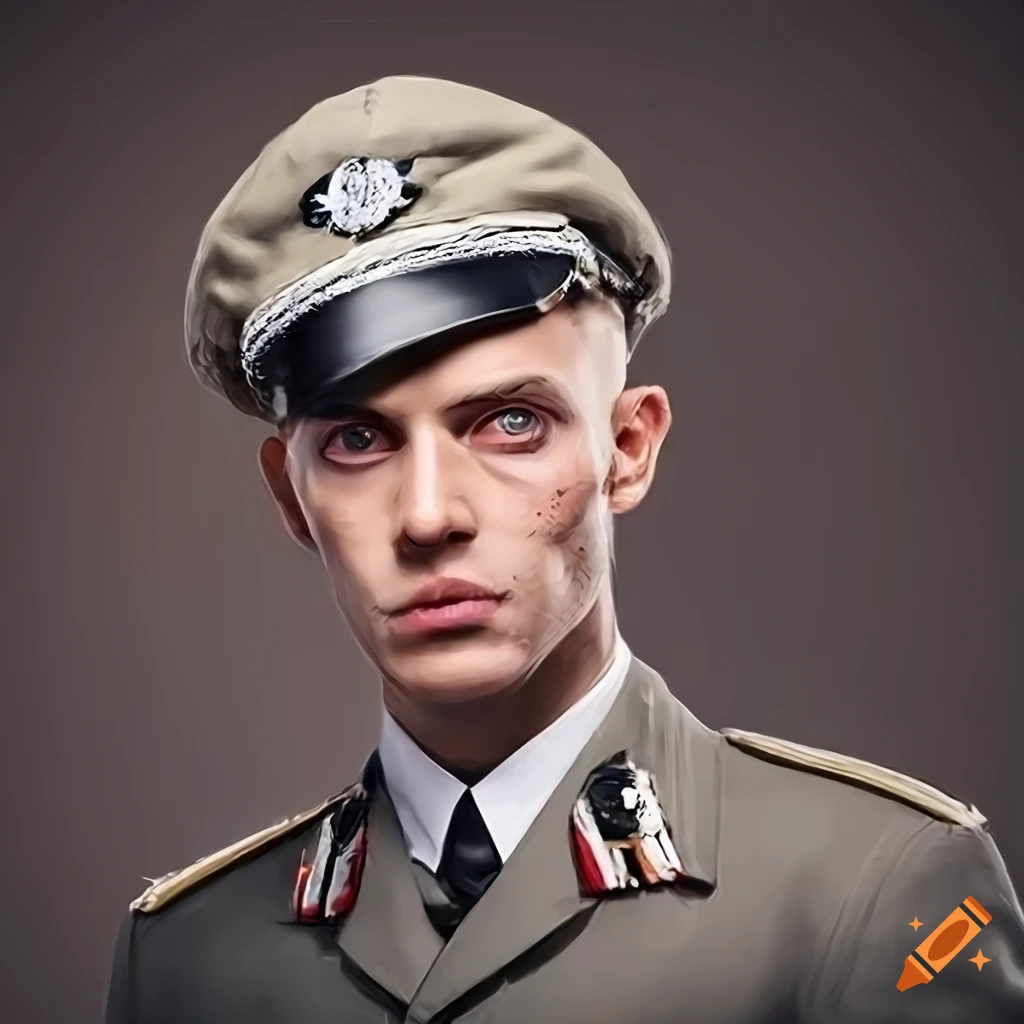 portrait of a serious man in a WWII German military uniform