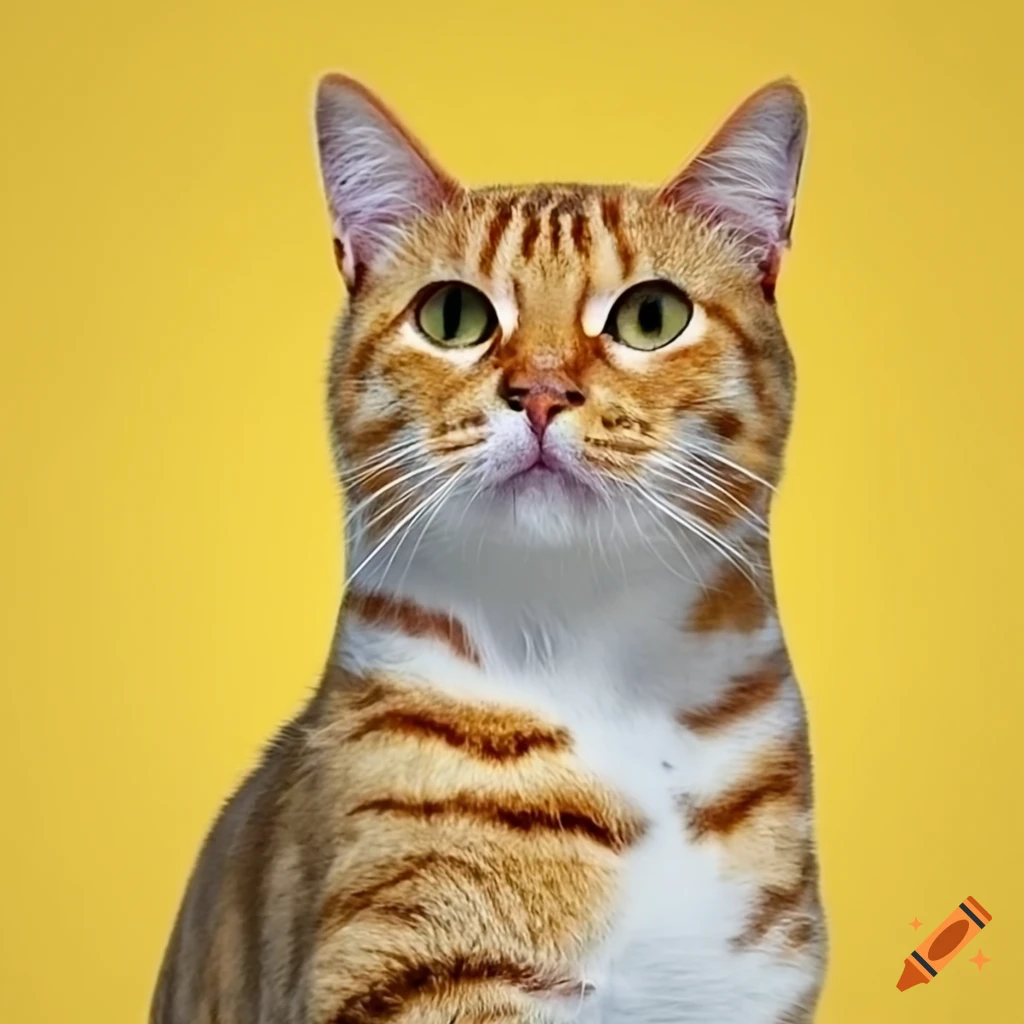 Yellow cat with white stripes on Craiyon