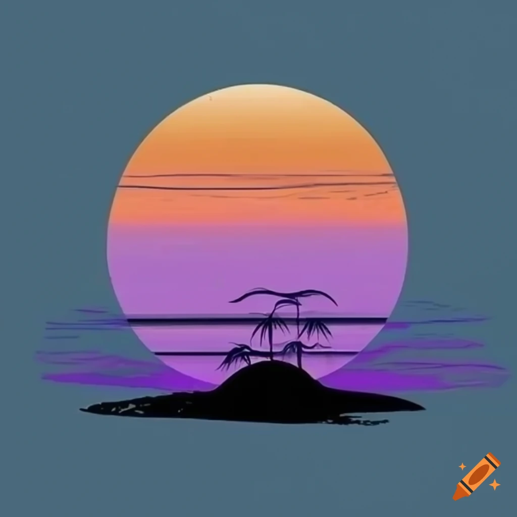 Minimalist Logo Design With A Sunset Behind An Island On Craiyon