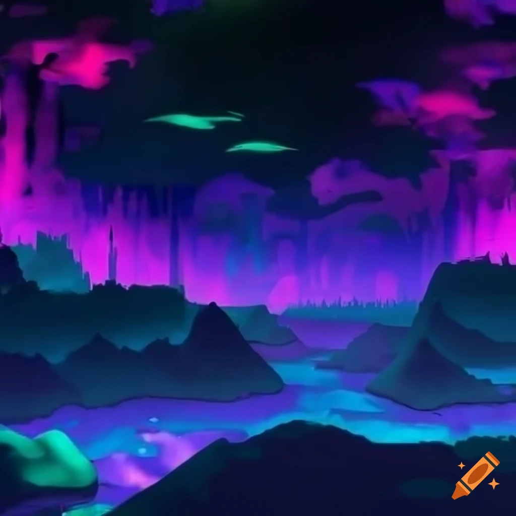 dark and vibrant video game dreamscape