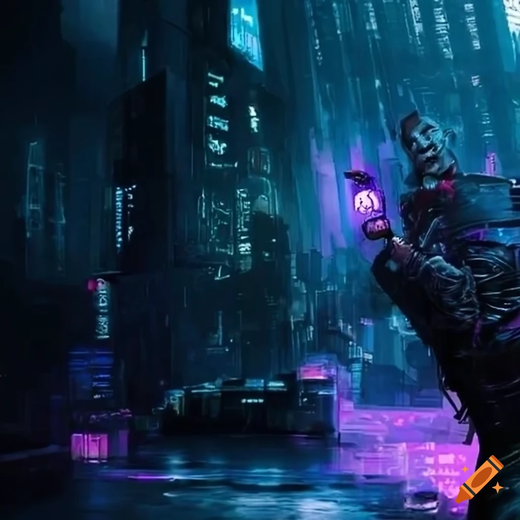 Image of a cyberpunk human feeling empty on craiyon