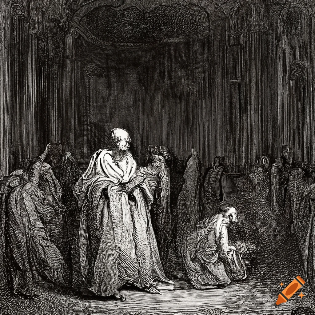 engraving of a noble man teaching a crowd
