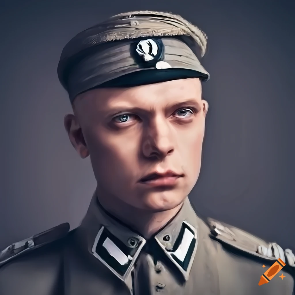 portrait of a serious man in a WWII German military uniform