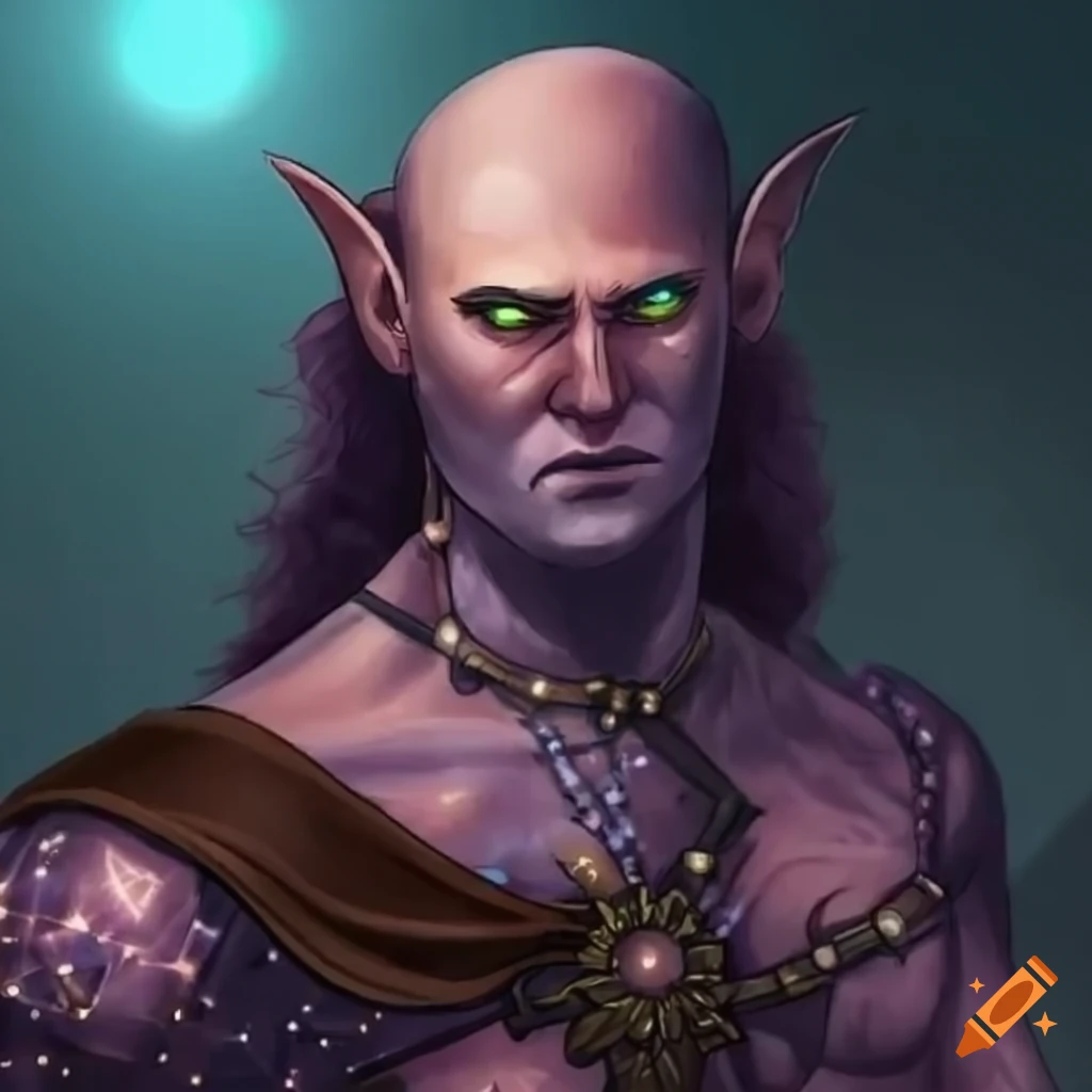 image of a goliath druid with constellation tattoos