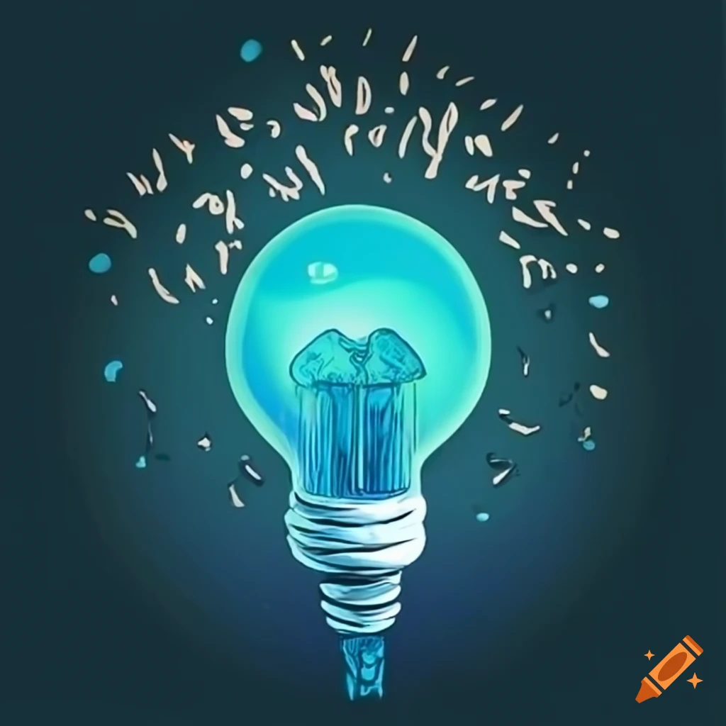 Glowing light bulb on black background on Craiyon