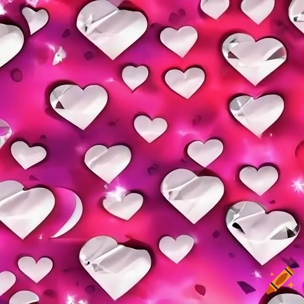 3D wallpaper with a sparkling diamond heart