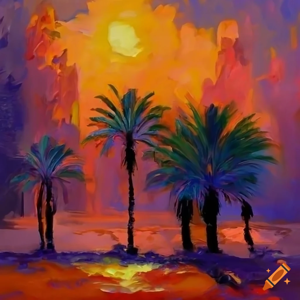 Impressionist Painting Of Palm Trees In Morocco cherry-blossom-trees-in-ghibli-style-on-craiyon