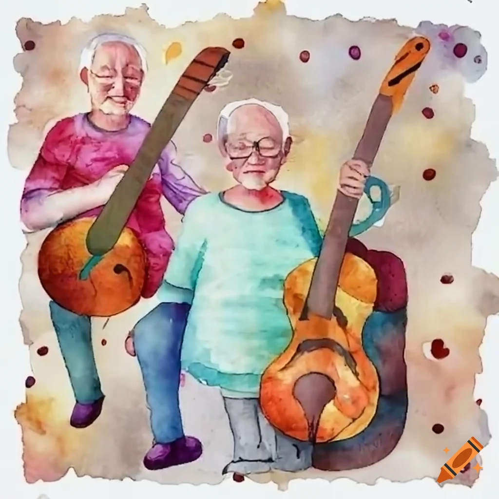 Music therapy with elderly people on Craiyon