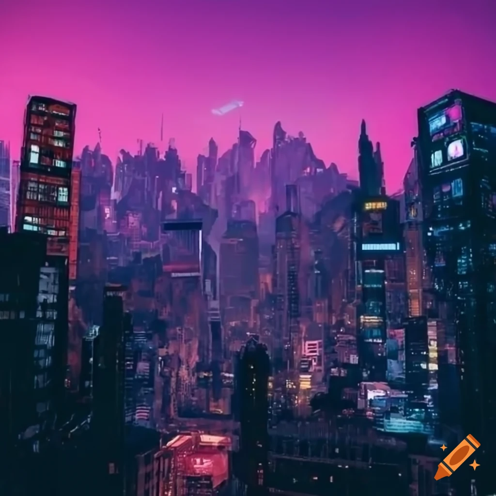 Futuristic cityscape with solarpunk, biopunk, and cyberpunk elements on ...