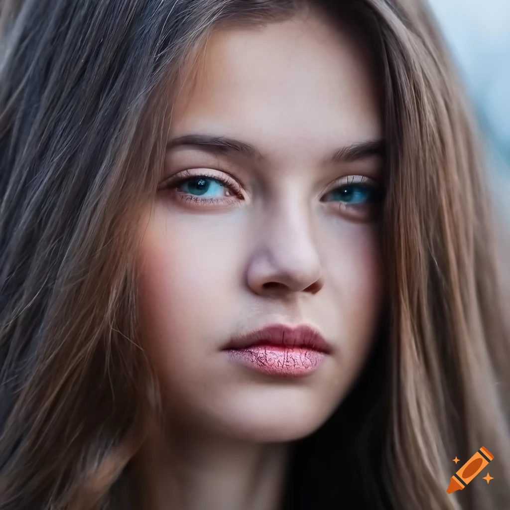 Close up Portrait Of A Beautiful Russian Girl