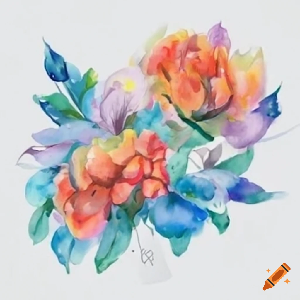 Watercolor floral painting on Craiyon