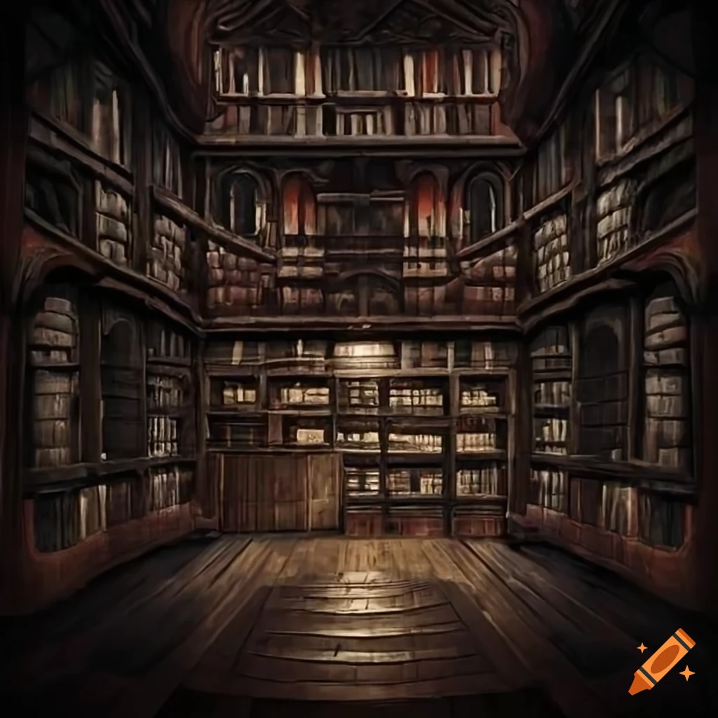 Medieval style library in a dungeon on craiyon