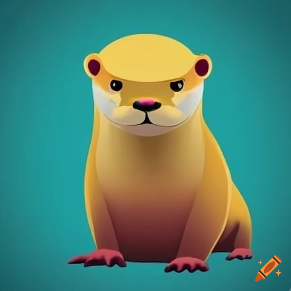 cartoon illustration of a yellow otter without whiskers