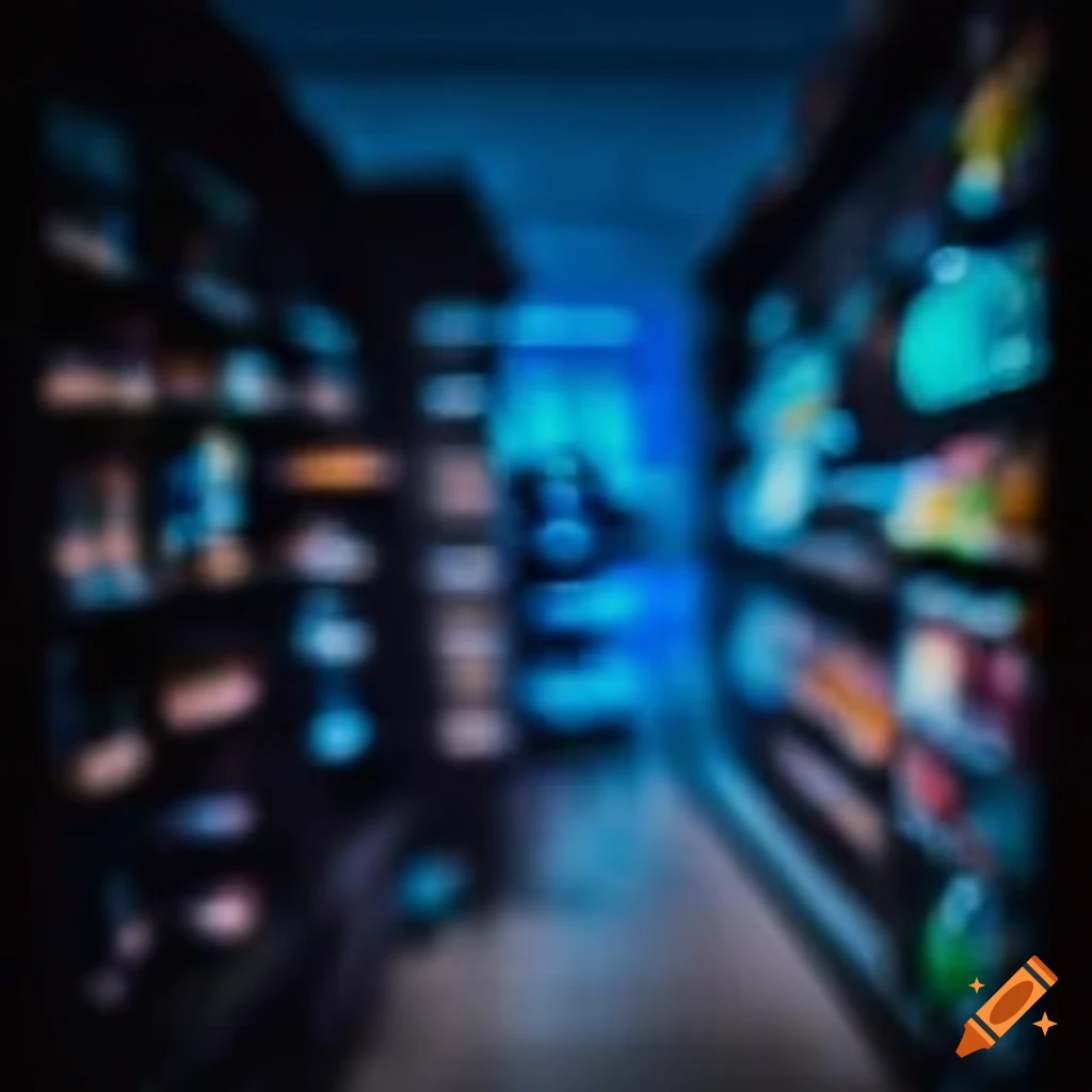 blue-themed grocery store