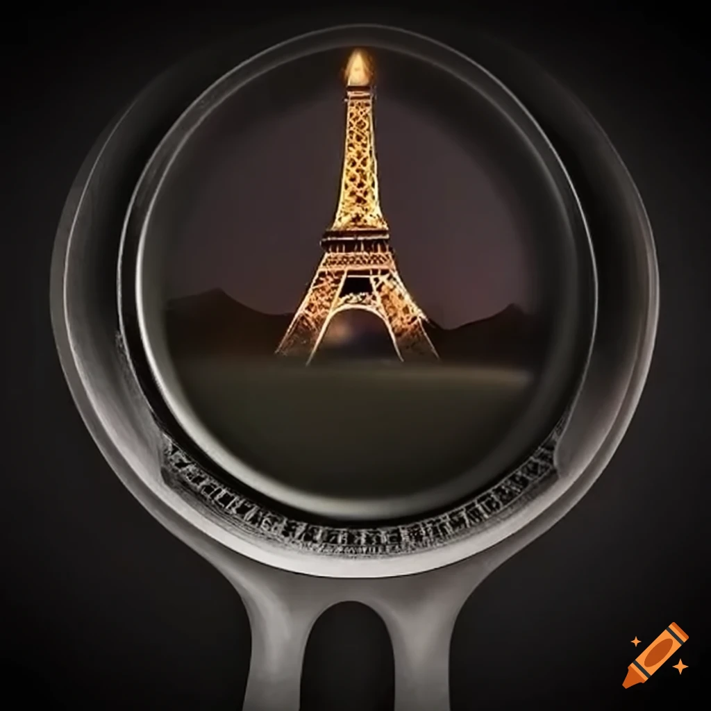 surreal artwork of a twisted Eiffel Tower in a frying pan