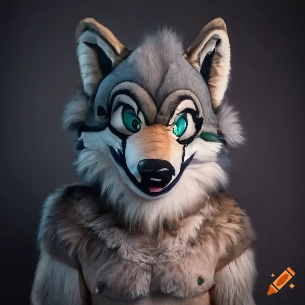 Full body wolf fursuit costume on Craiyon