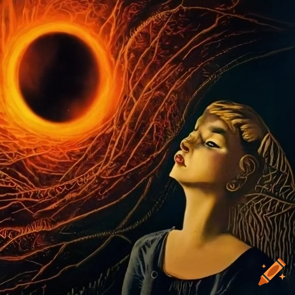 pulp magazine cover with nonbinary person looking at the universe