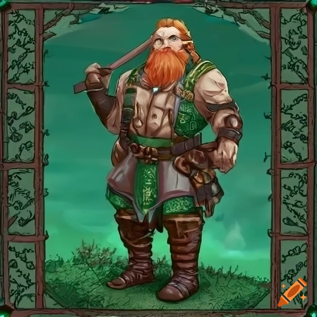 Illustration of a stoic fantasy dwarf with axe