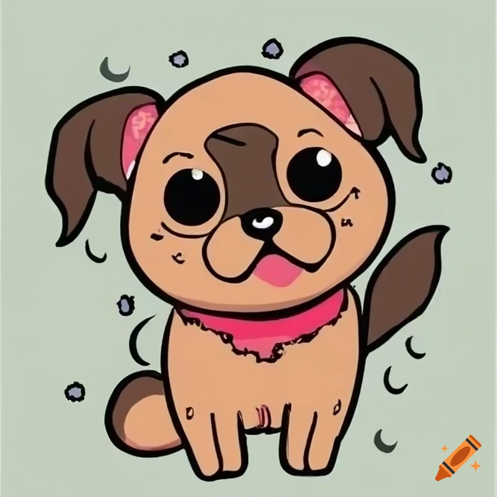 Crie um desenho de cachorro fofo em estilo kawaii