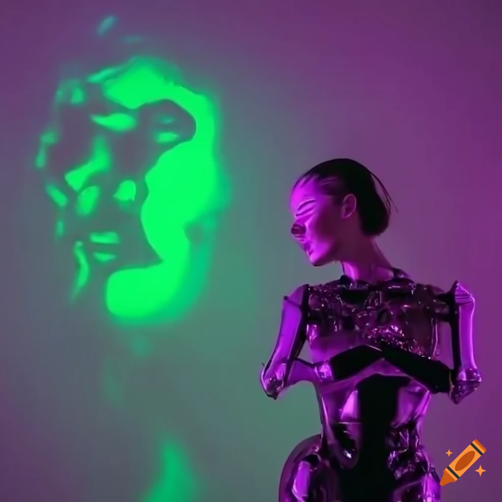 Artwork Of A Levitating Robotic Woman In A Dark Sky On Craiyon