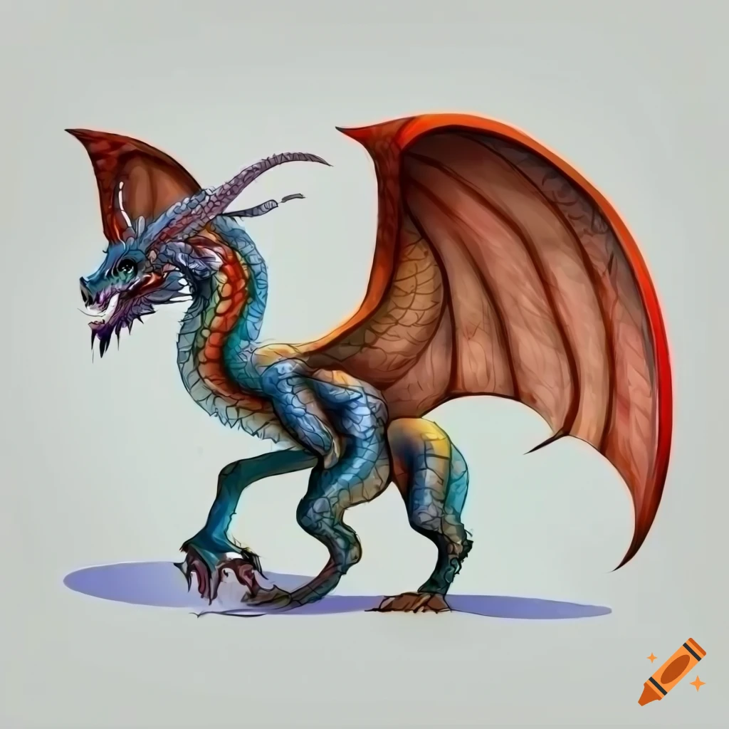 side view of a detailed dragon illustration