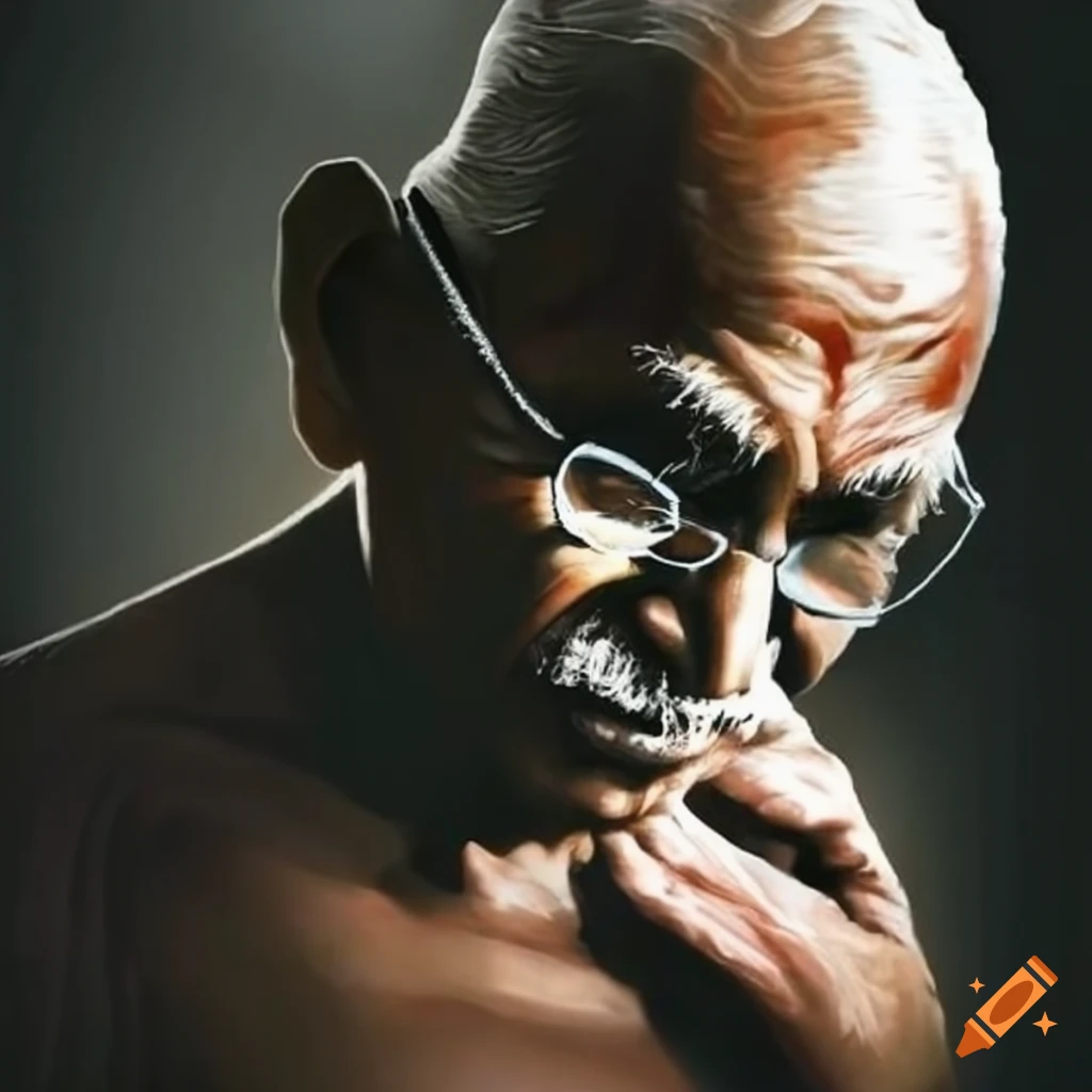 Portrait of gandhi with a strong and determined expression