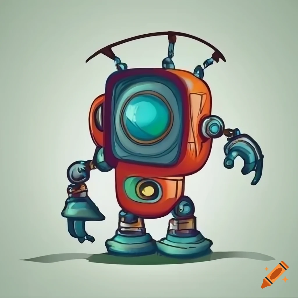 cartoon illustration of a robot character