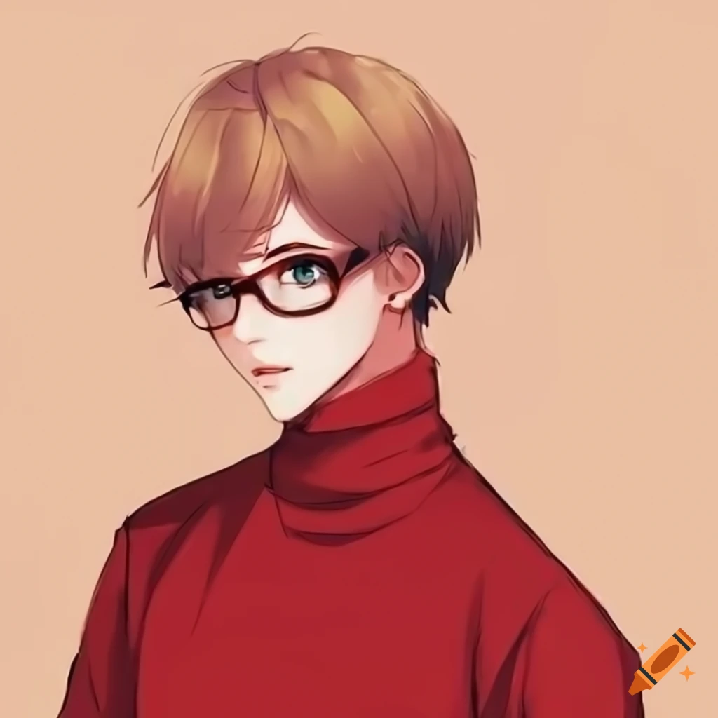 anime character with blonde bowlcut and round glasses