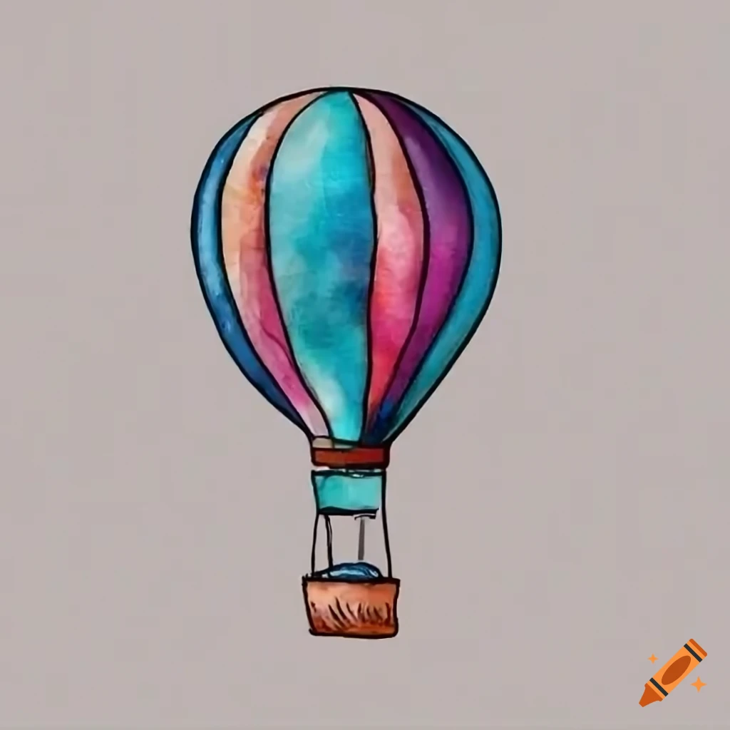 hand-drawn hot air balloon illustration