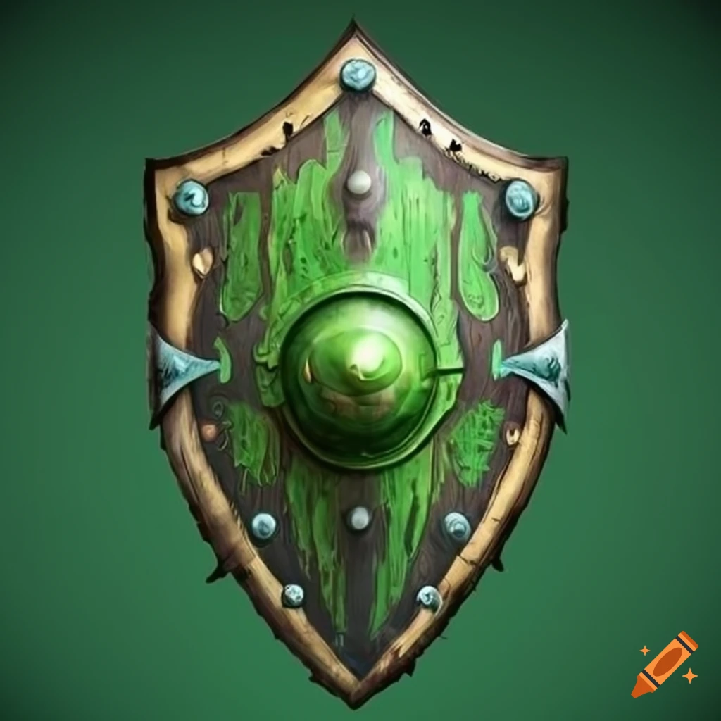 Green fantasy shield on Craiyon