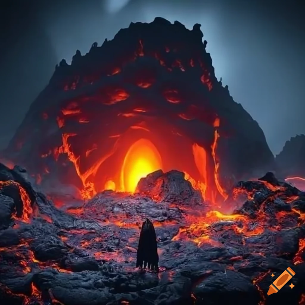 image of a lava-filled cave
