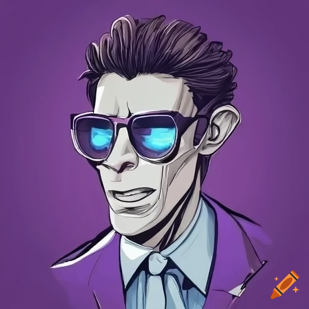 Lupin the third style artwork of a man with sunglasses and purple suit ...