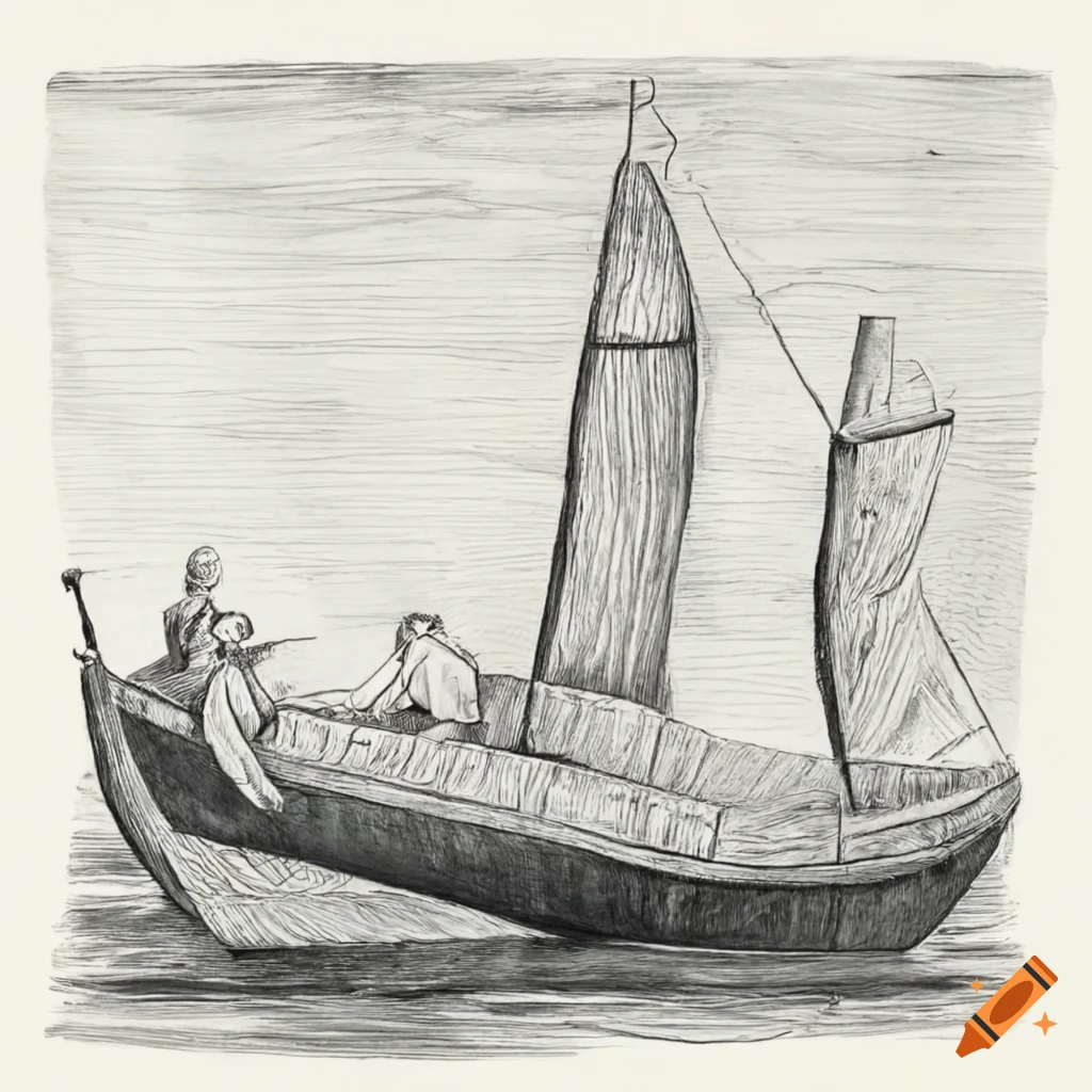 19th century engraving of black hole above boats in harbor on Craiyon