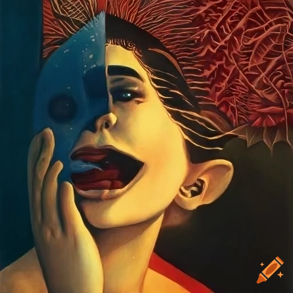 Science Fiction magazine cover with a nonbinary human looking into the universe