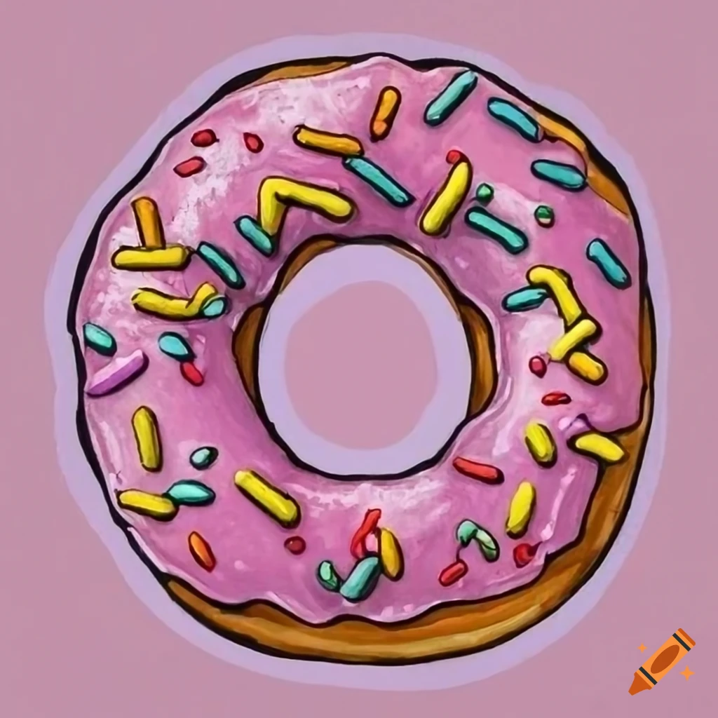 Illustration of a pink frosted sprinkle donut