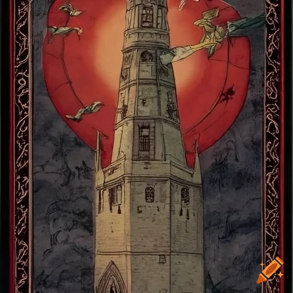 Renaissance Style Tower Tarot Card Painting