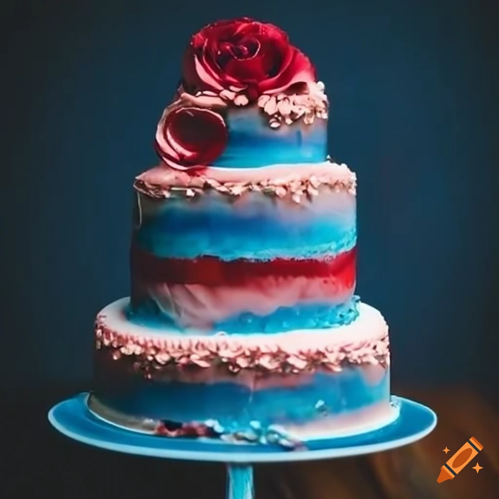 Blue And Red Wedding Cake 6885