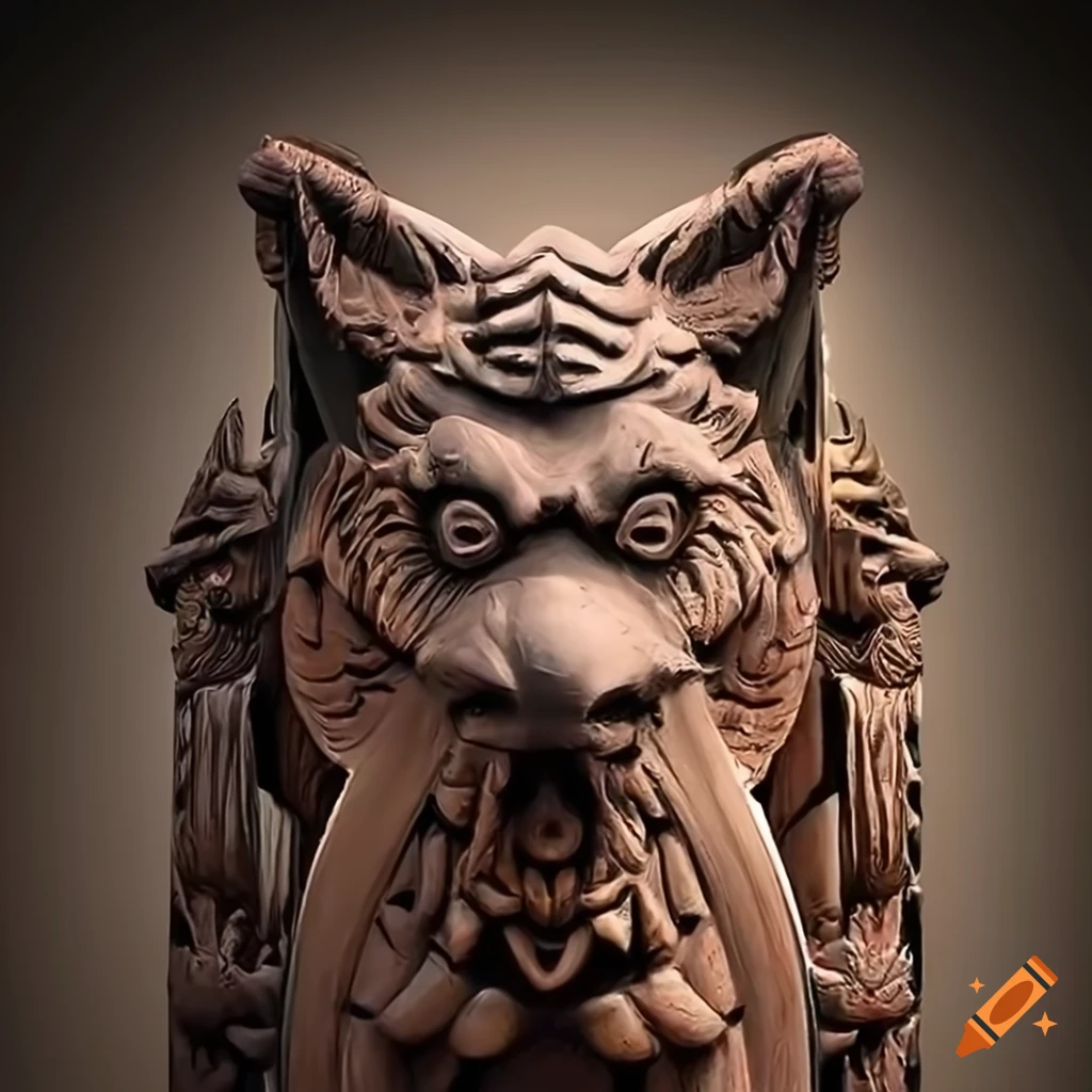 carved moth in architectural stave style