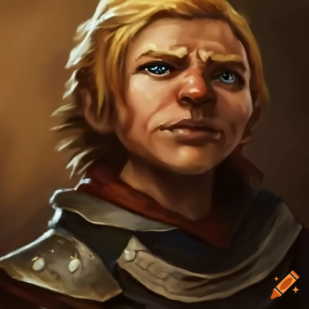Portrait of a male rock gnome paladin on Craiyon