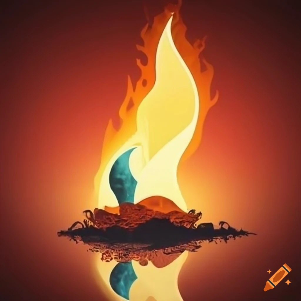 logo of an oasis with fire and palm tree