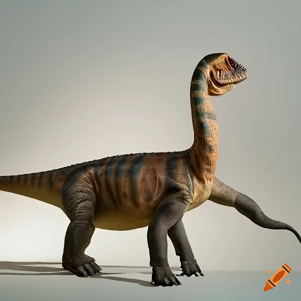detailed depiction of a Iguanodon dinosaur in warm morning light