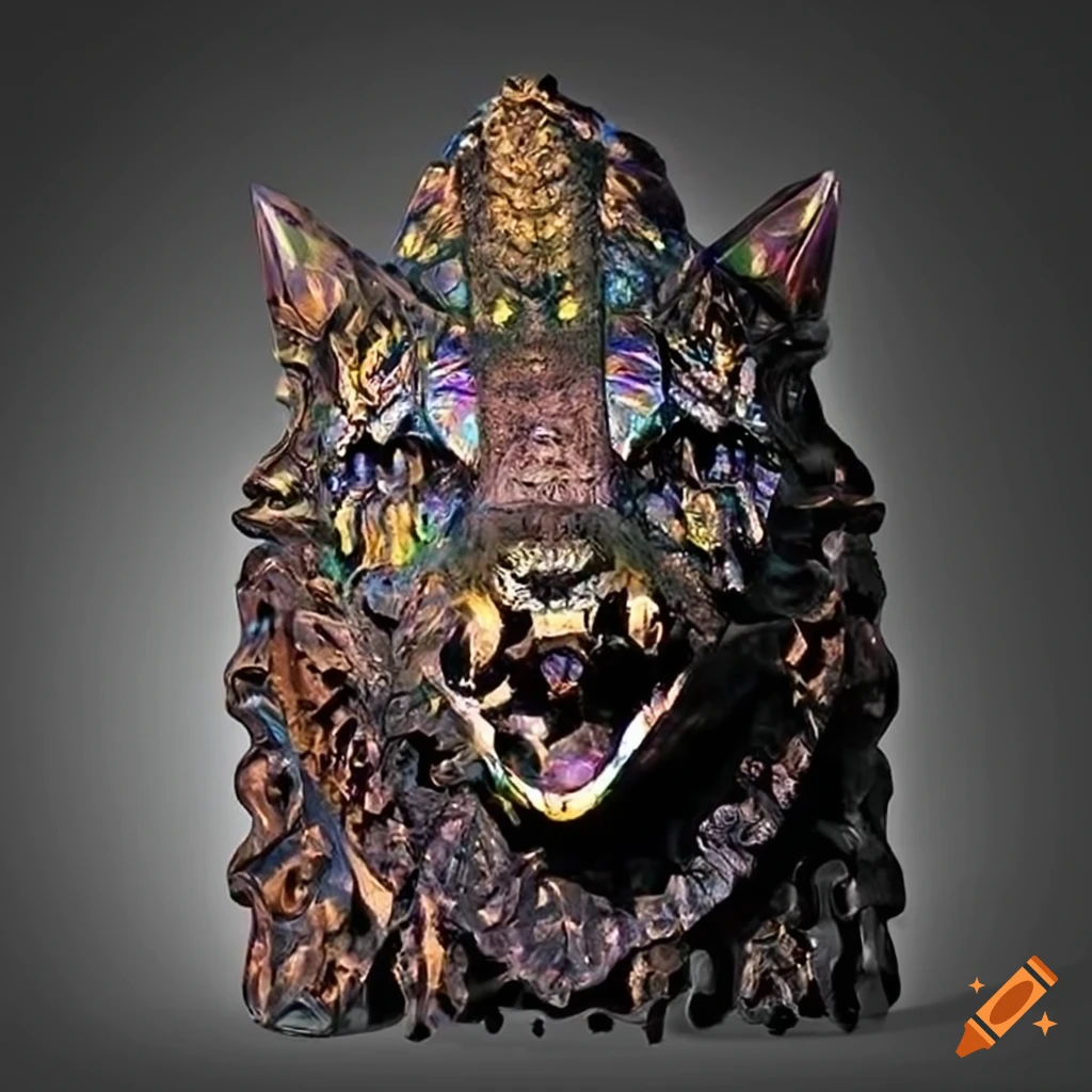 prismatic glass artwork with moth werewolf motif