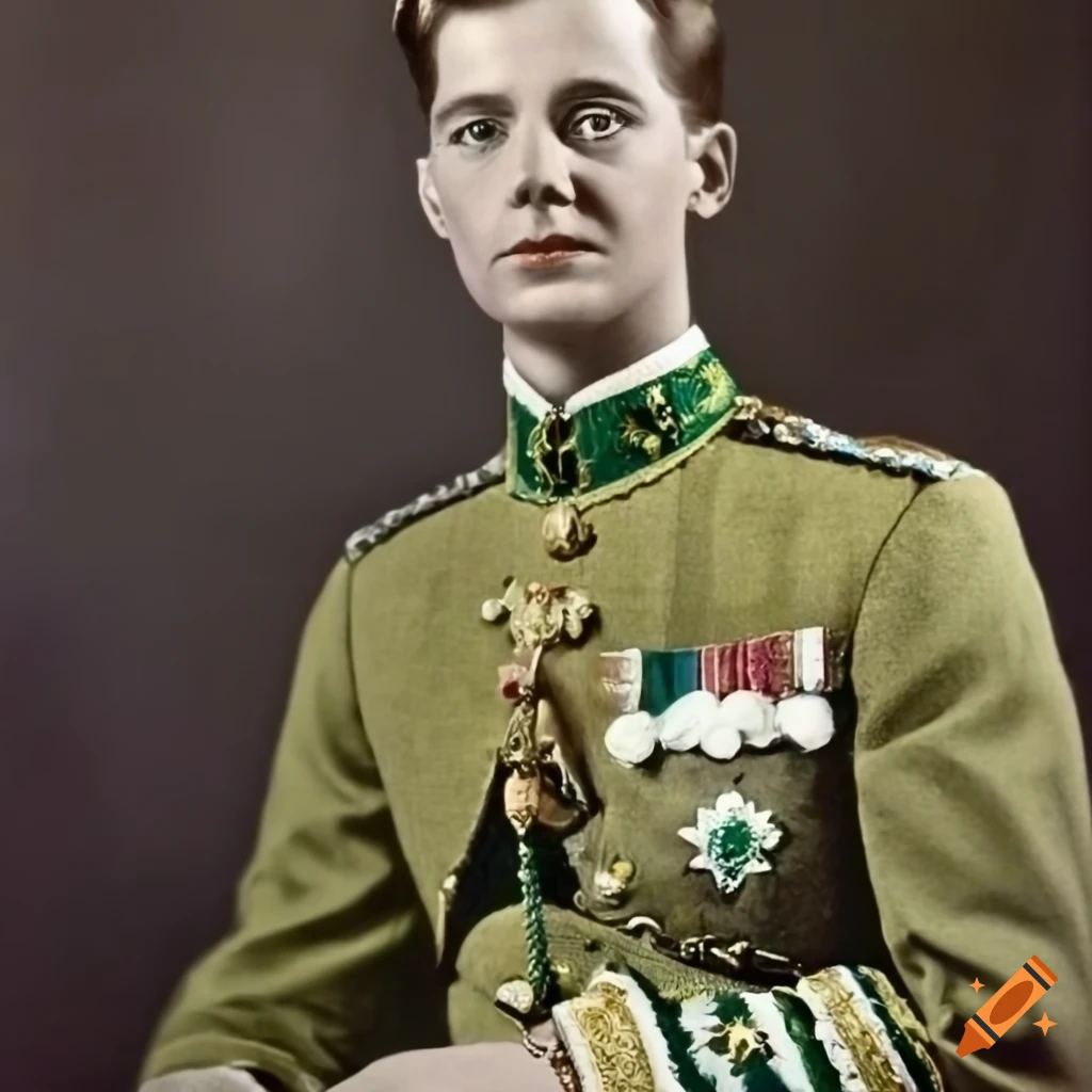 vintage portrait of a king in royal green clothes