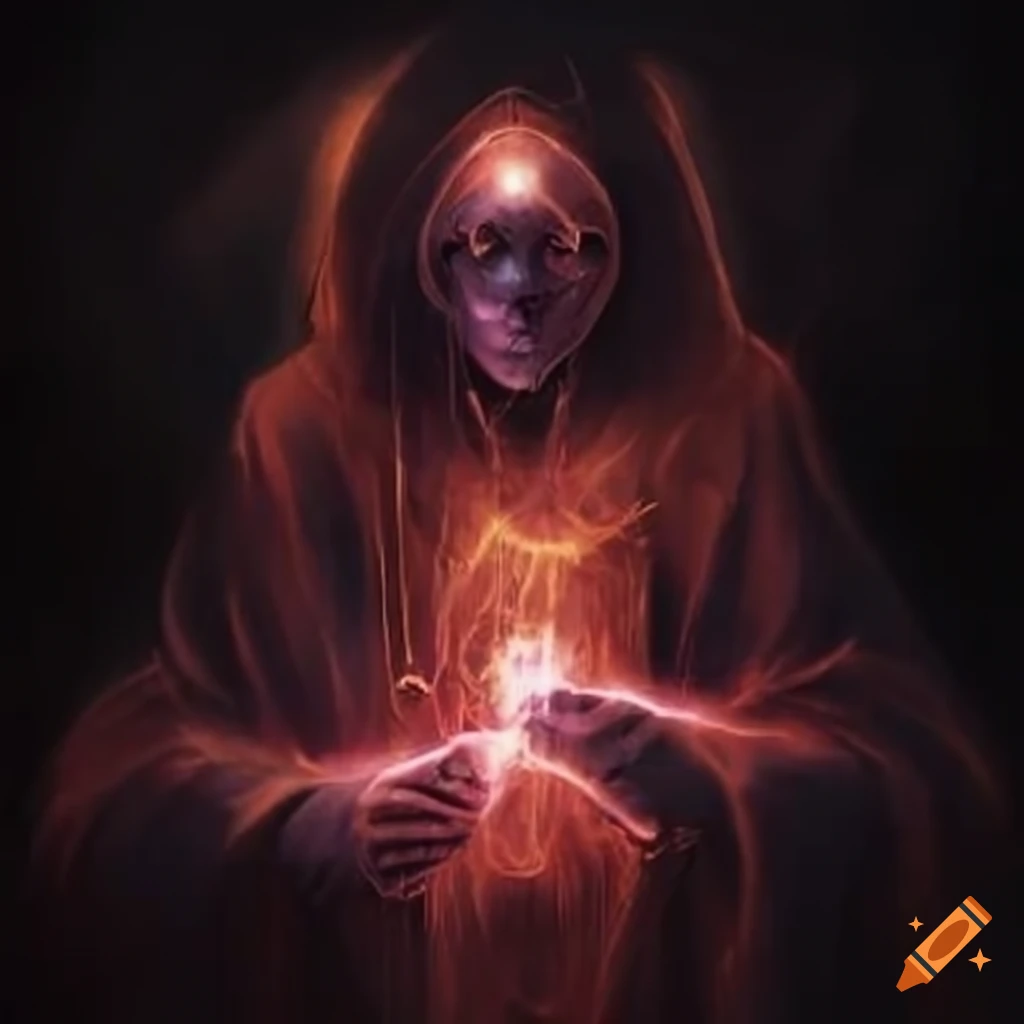 artwork of a cultist casting an electric plasma spell