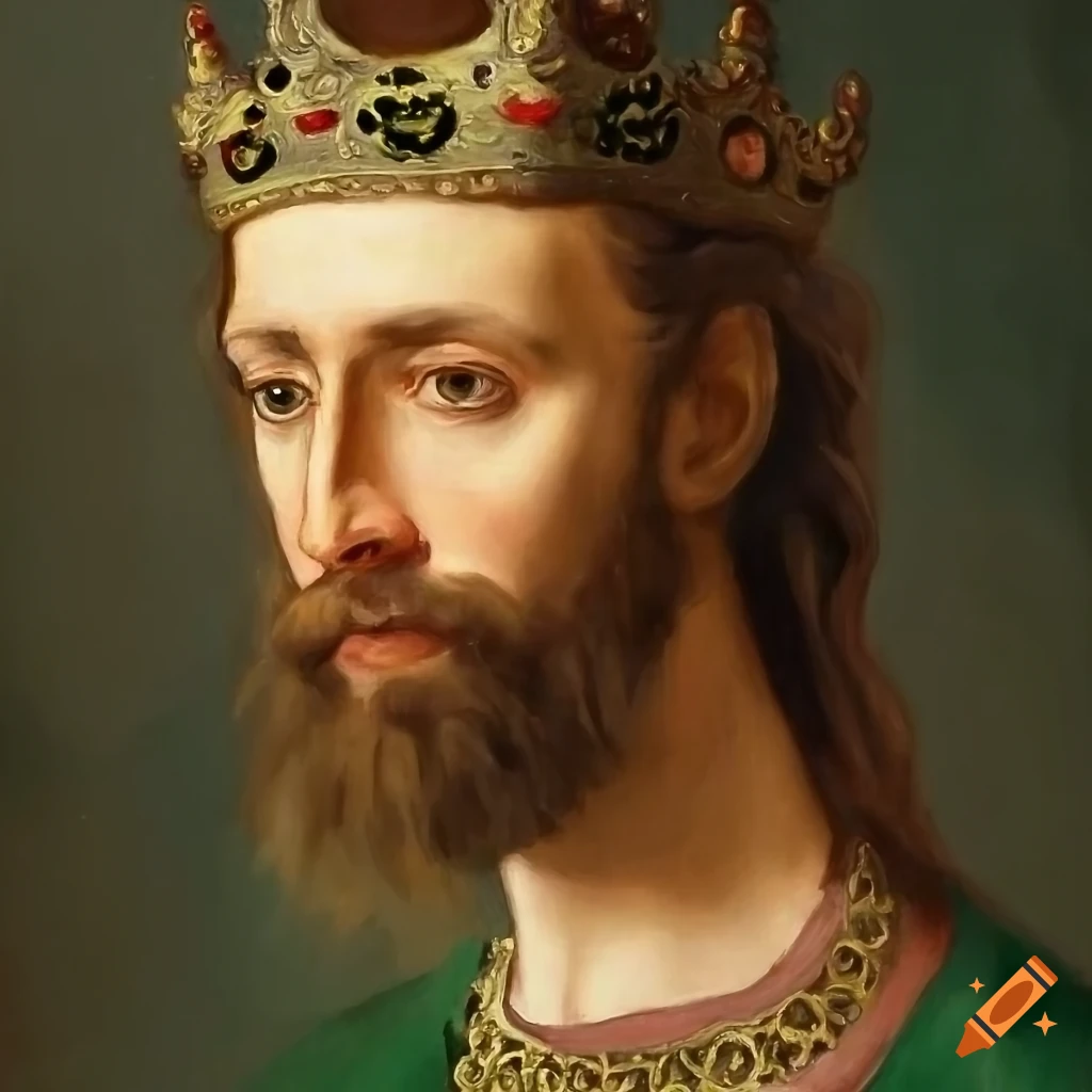 oil painting of a king in royal garments