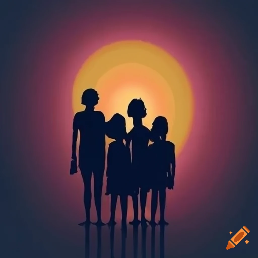 silhouette of a group of people