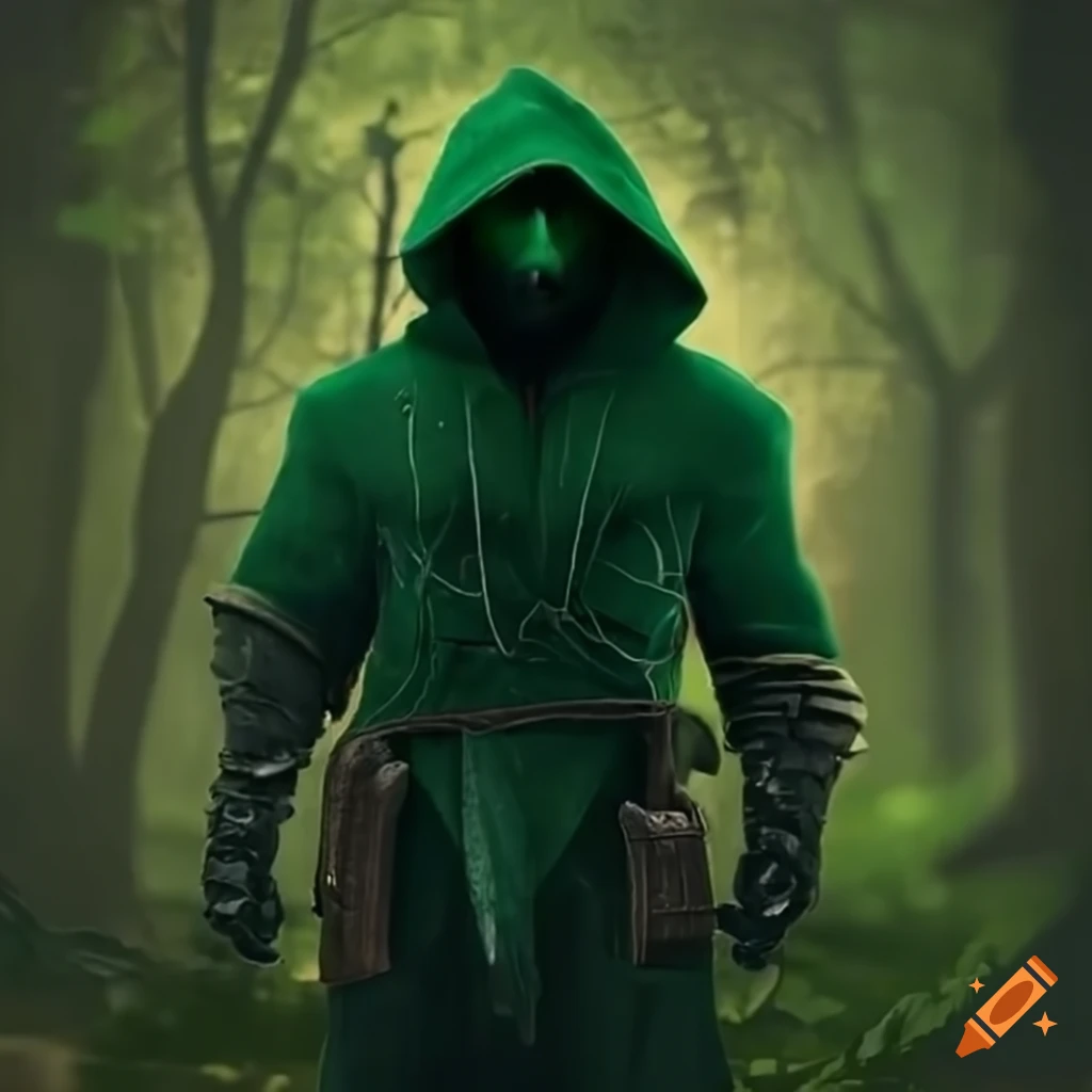 hooded hunter in the forest