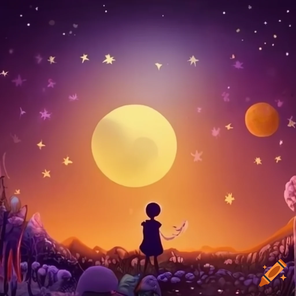 Charming Nighttime Background For Children s Storybook